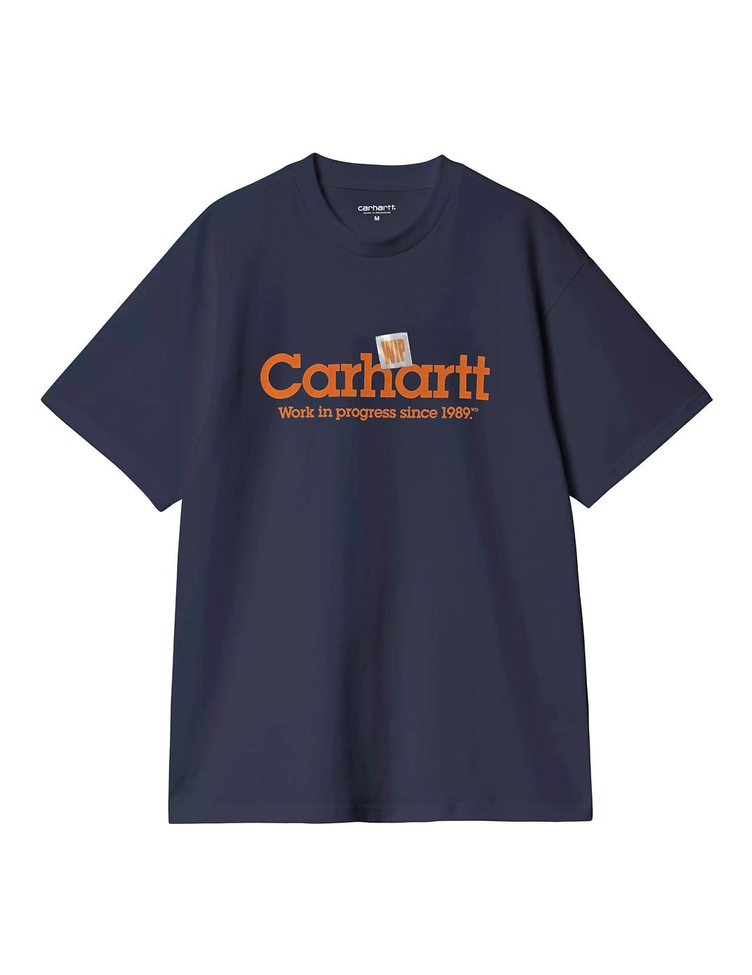 Carhartt Label Script Camiseta Hombre Azul