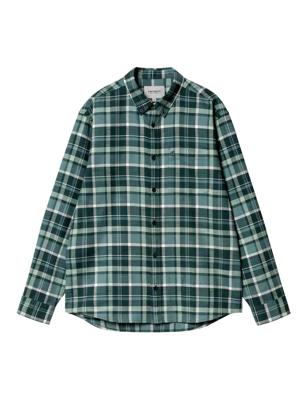 Carhartt Fendrick Shirt Cuadros Camisa Hombre Verde