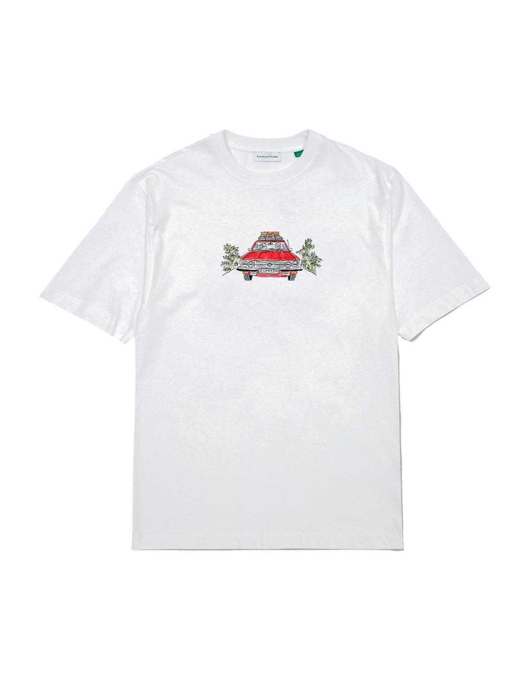 Edmmond Studios Holiday Auto Camiseta Hombnre Blanca