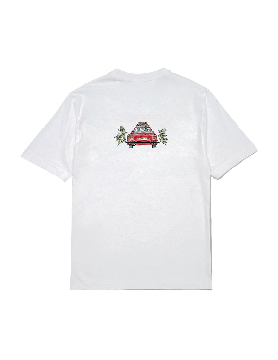 Edmmond Studios Holiday Auto Camiseta Hombnre Blanca