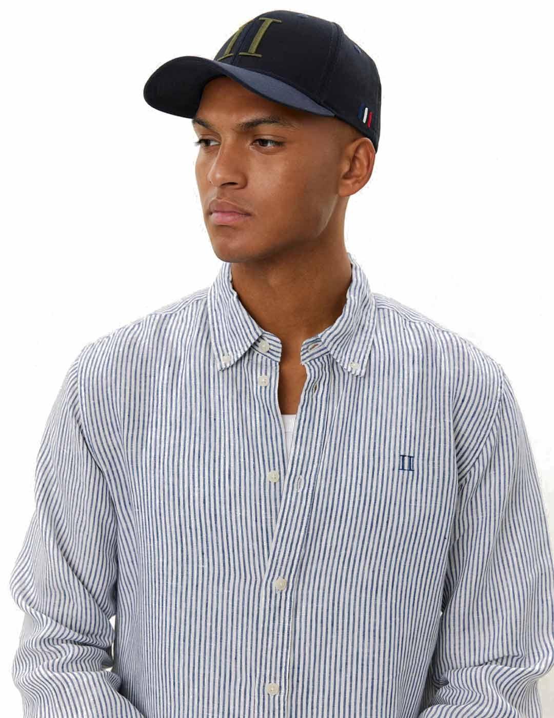 Les Deux  Kristian Linen Camisa Hombre Rayas Azul Marino