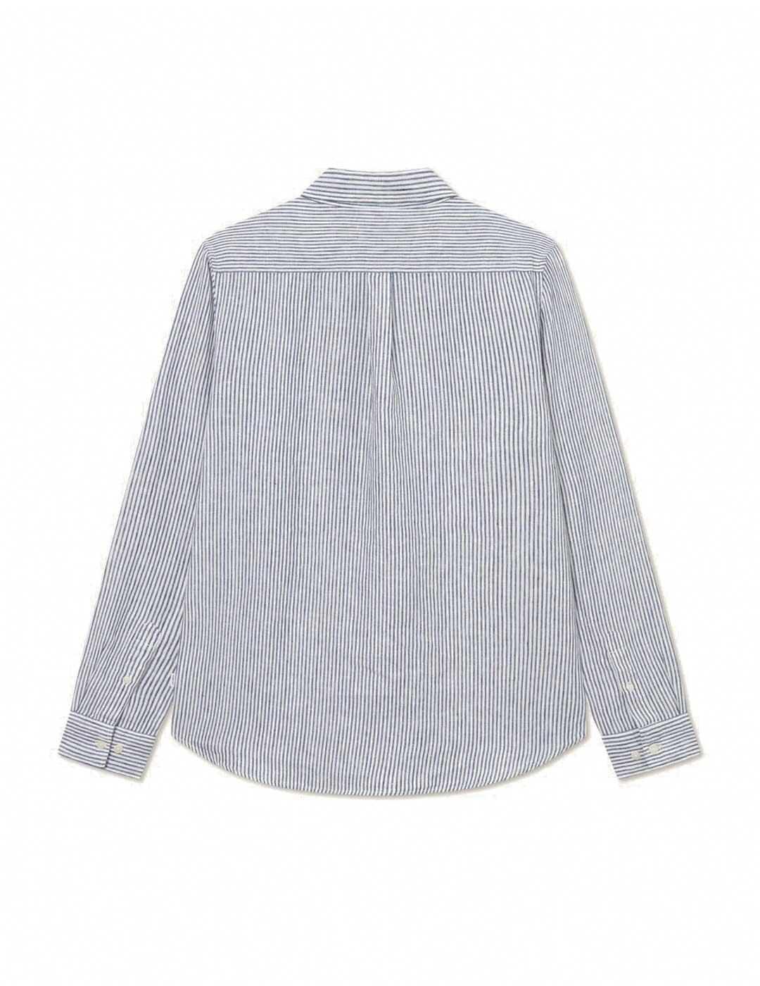 Les Deux  Kristian Linen Camisa Hombre Rayas Azul Marino