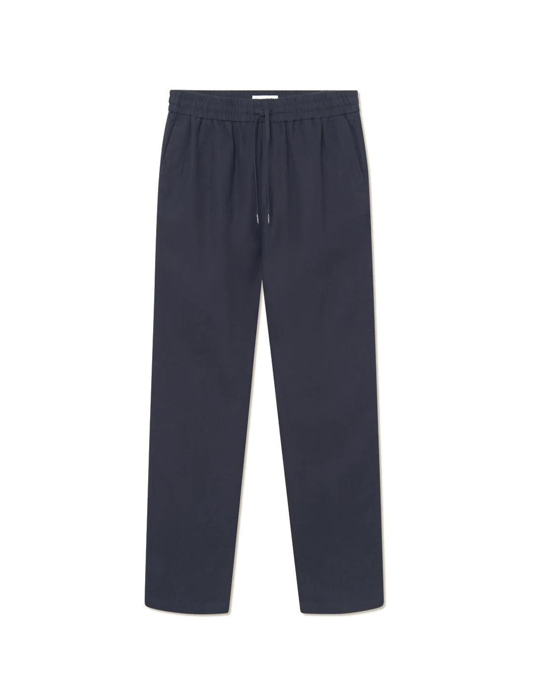 Les Deux Patrick Linen Pantalones Hombre Azul Marino