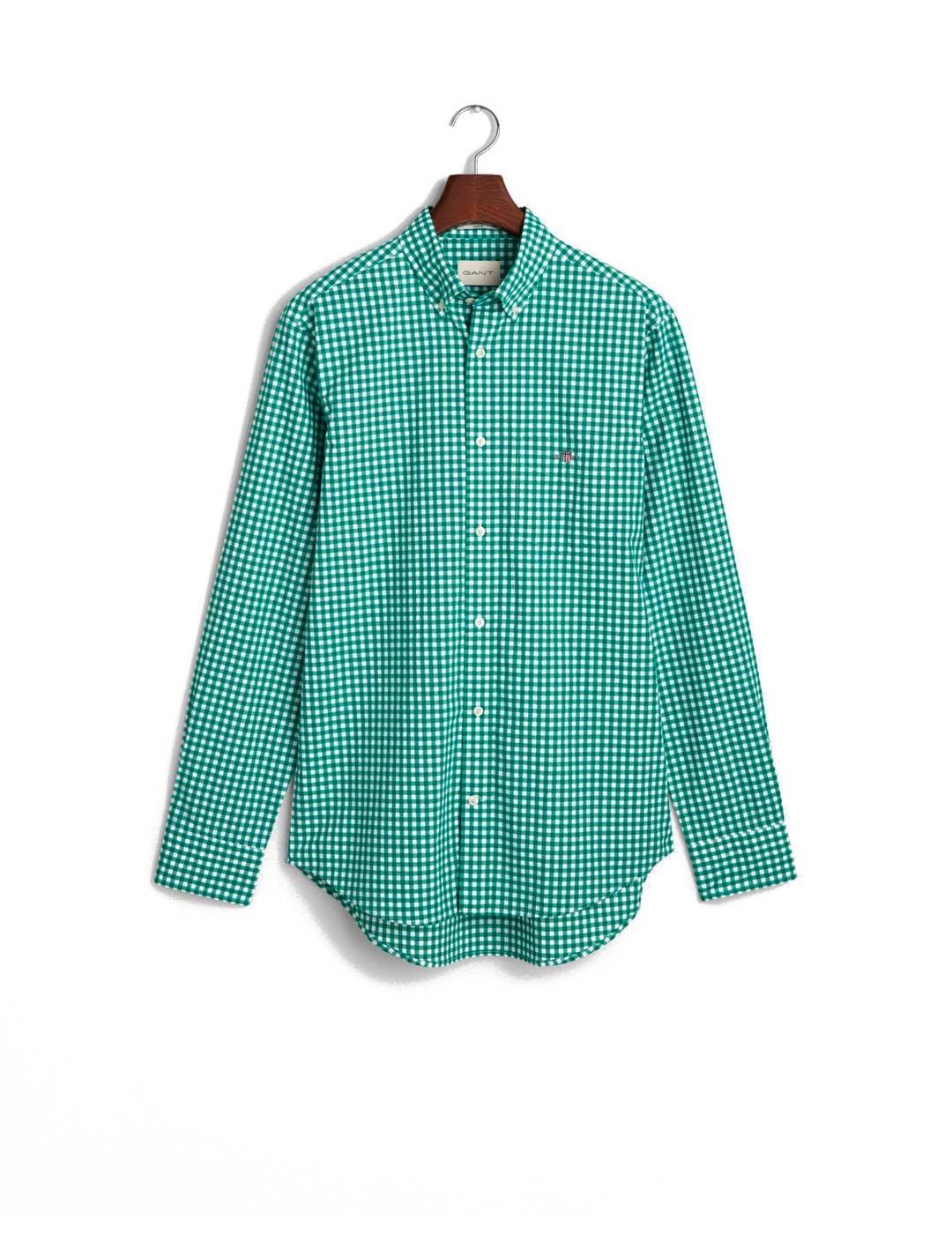Gant Camisa Hombre Cuadro Pequeño Vichy Verde