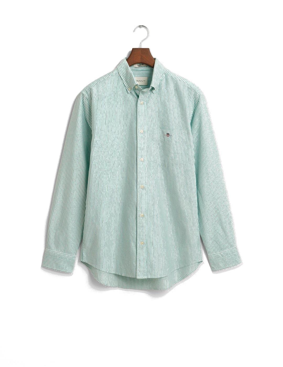 Gant Camisa Hombre Oxford Rayas Verdes