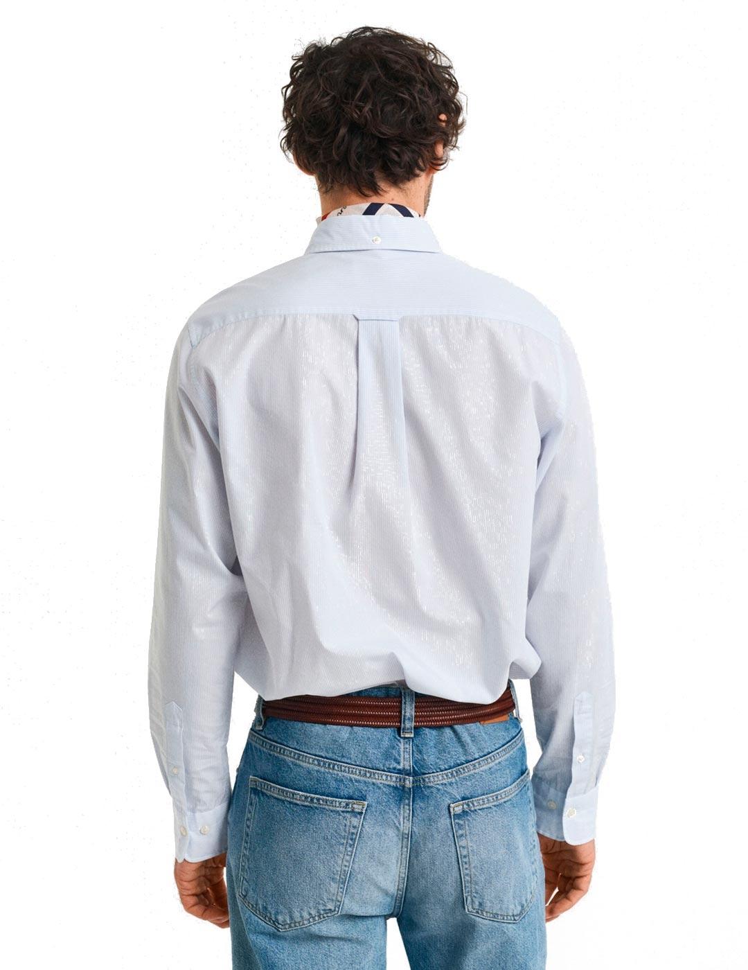 Gant Camisa Popelín Rayas Hombre Azxules