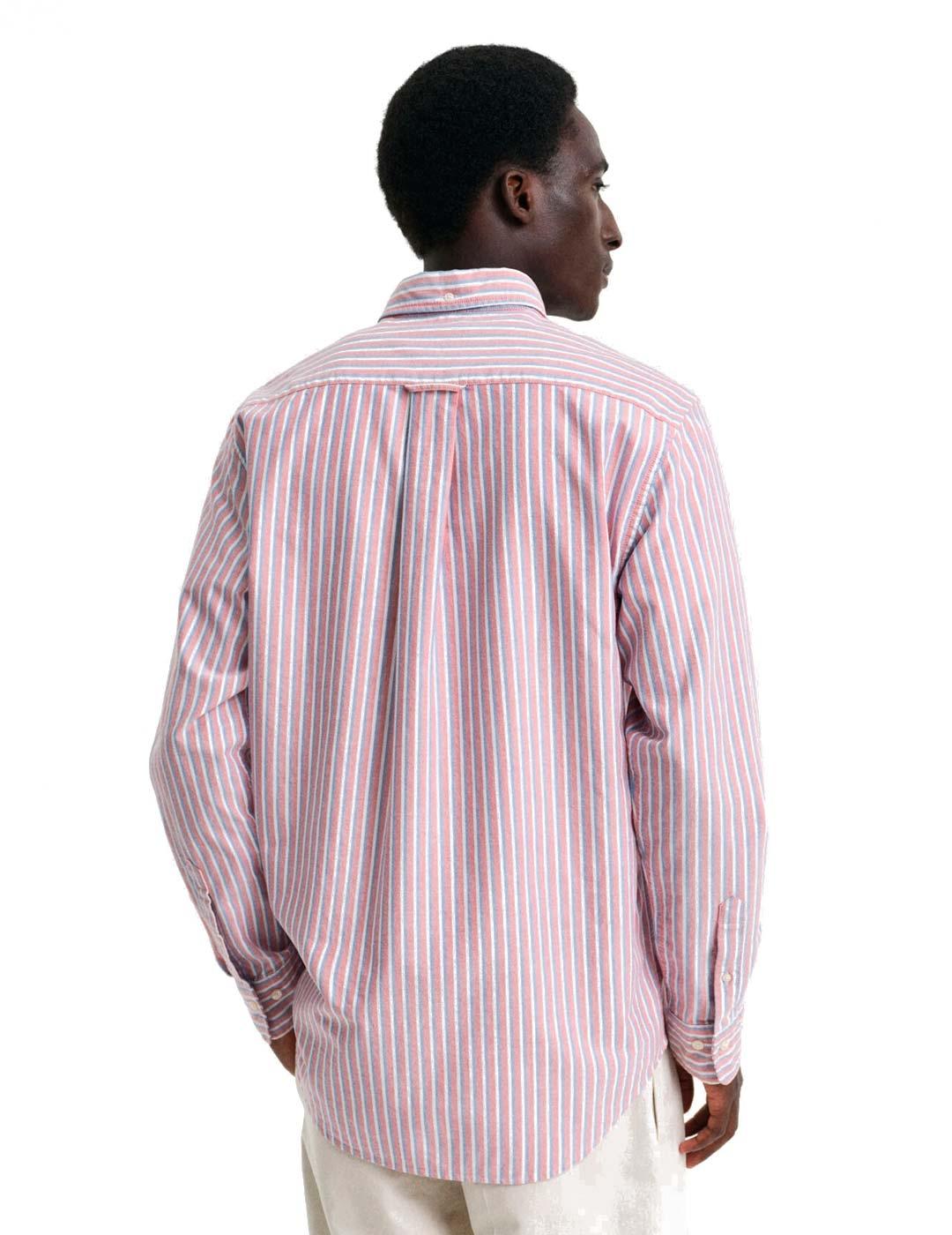 Gant Camisa Oxford Rayas Hombre Rojas