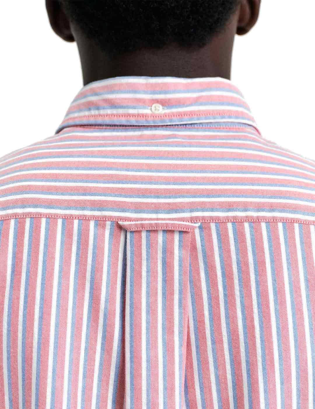 Gant Camisa Oxford Rayas Hombre Rojas