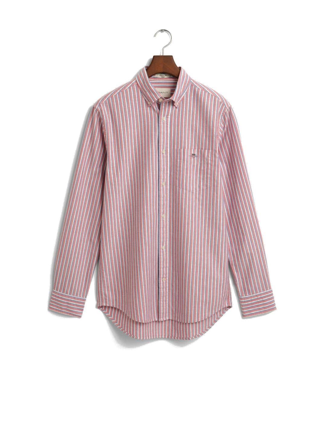 Gant Camisa Oxford Rayas Hombre Rojas