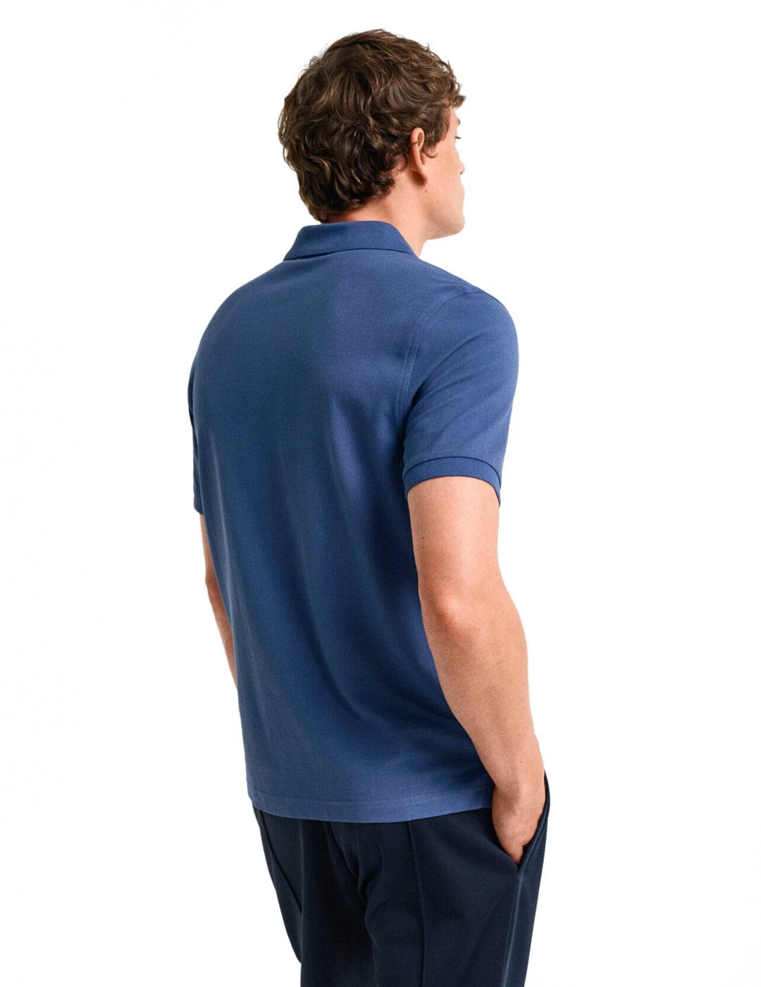 Gant Polo Hombre Piqué Azul Grisaceo
