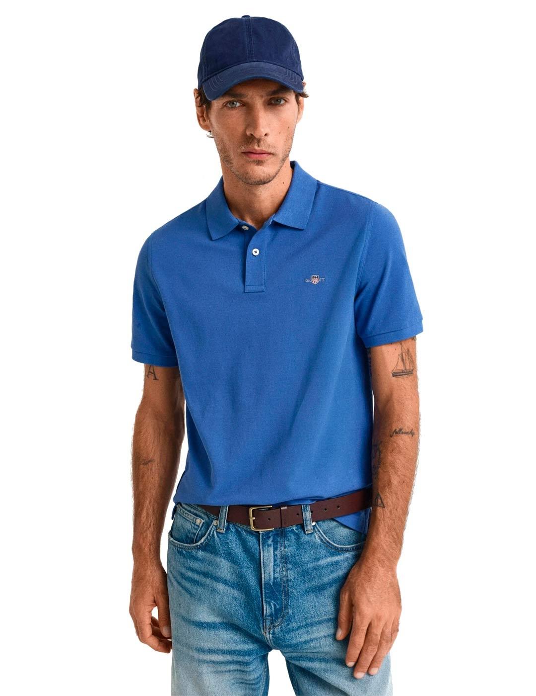 Gant Polo Hombre Piqué Azulón