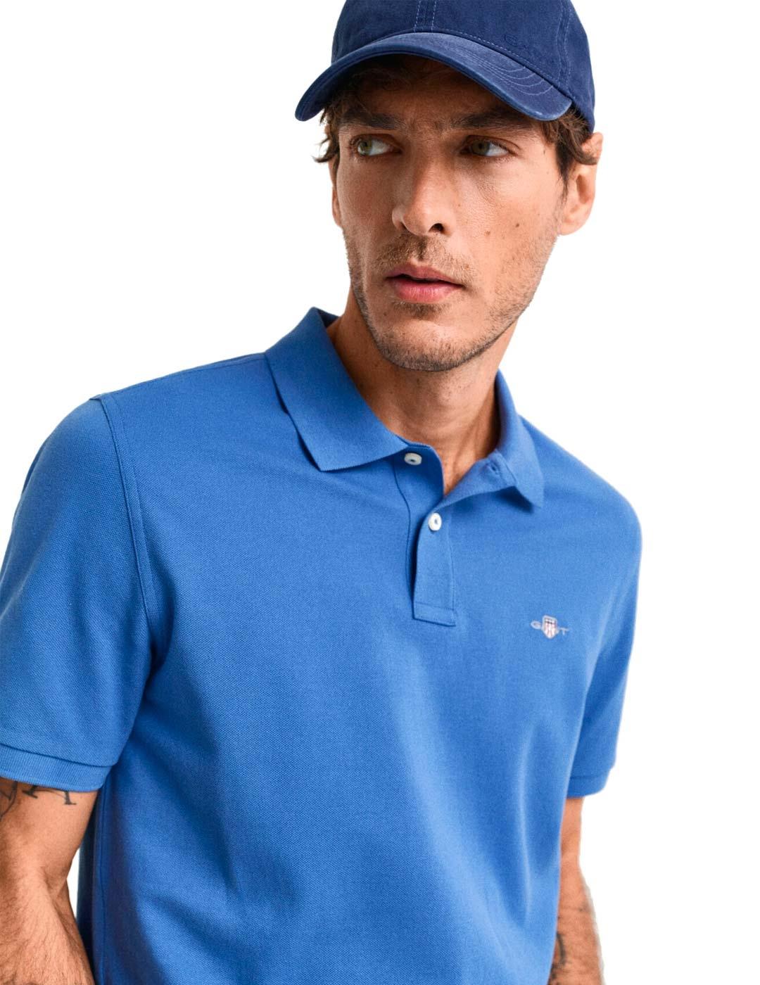 Gant Polo Hombre Piqué Azulón