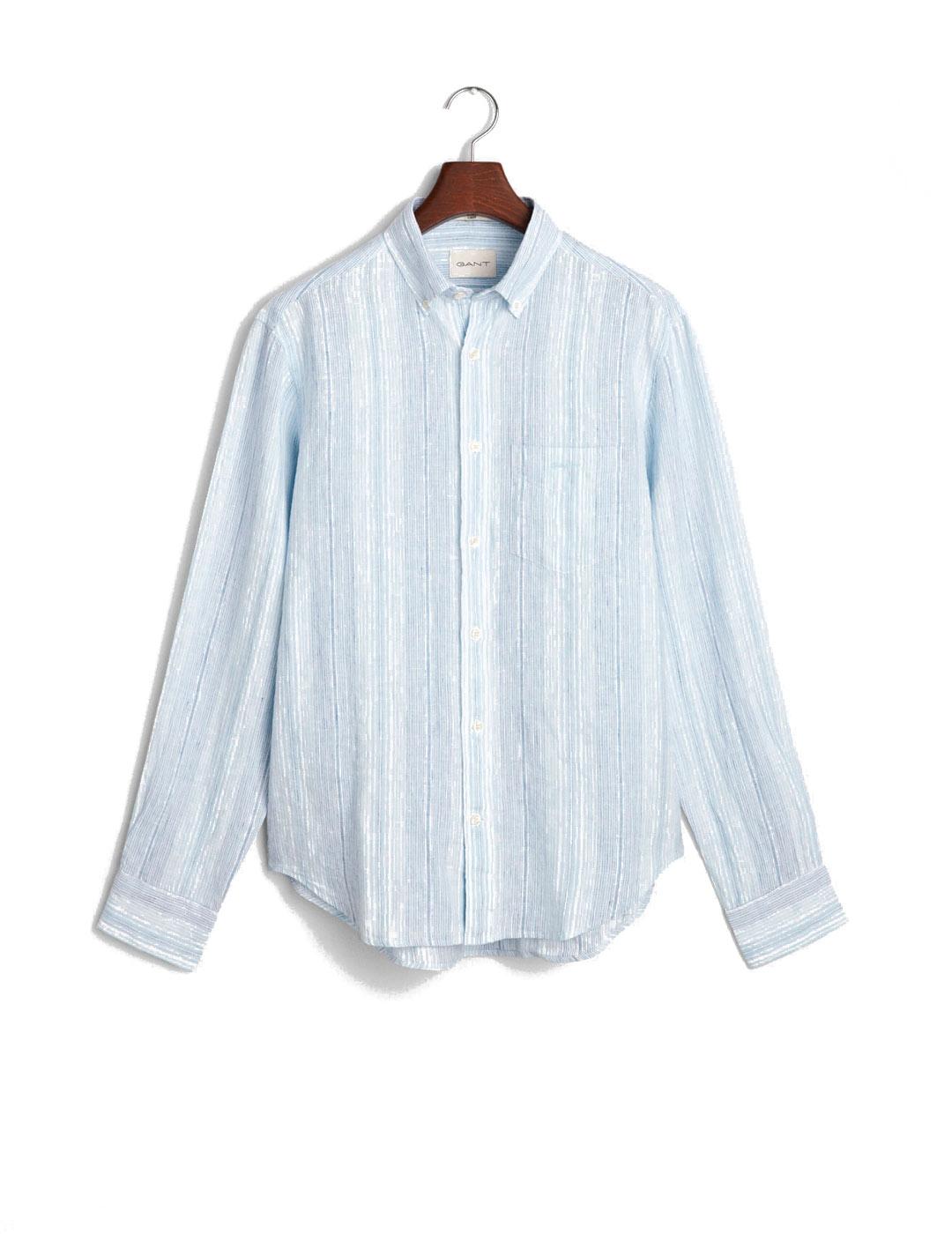 Gant Camisa Lino Rayas Hombre Azul