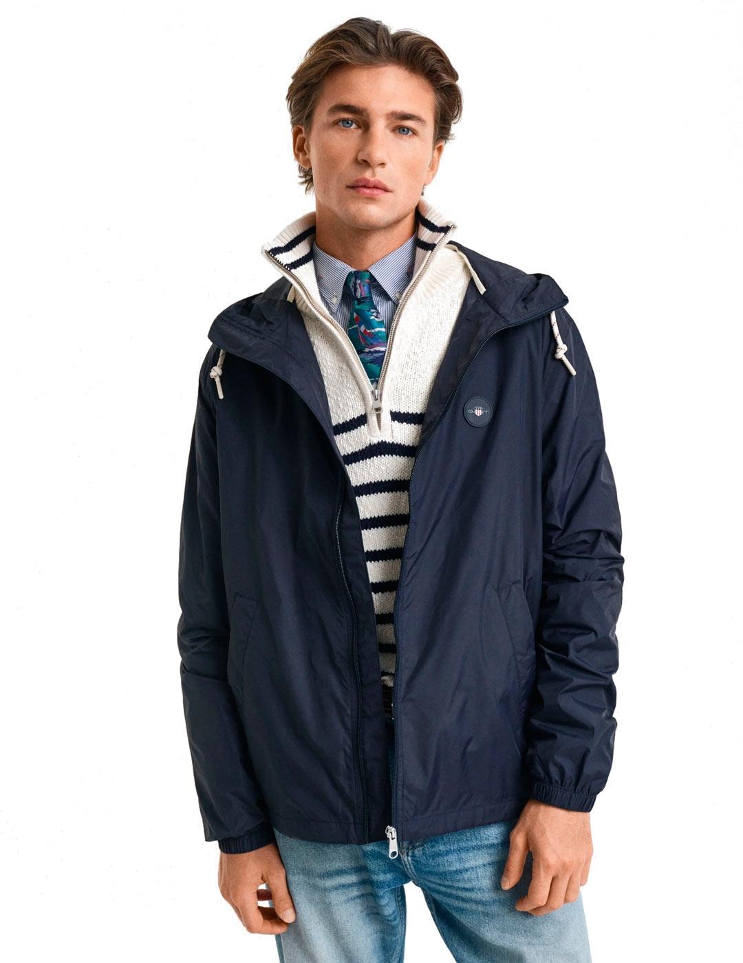 Gant Cortavientos Ligero Hombre Azul Marino