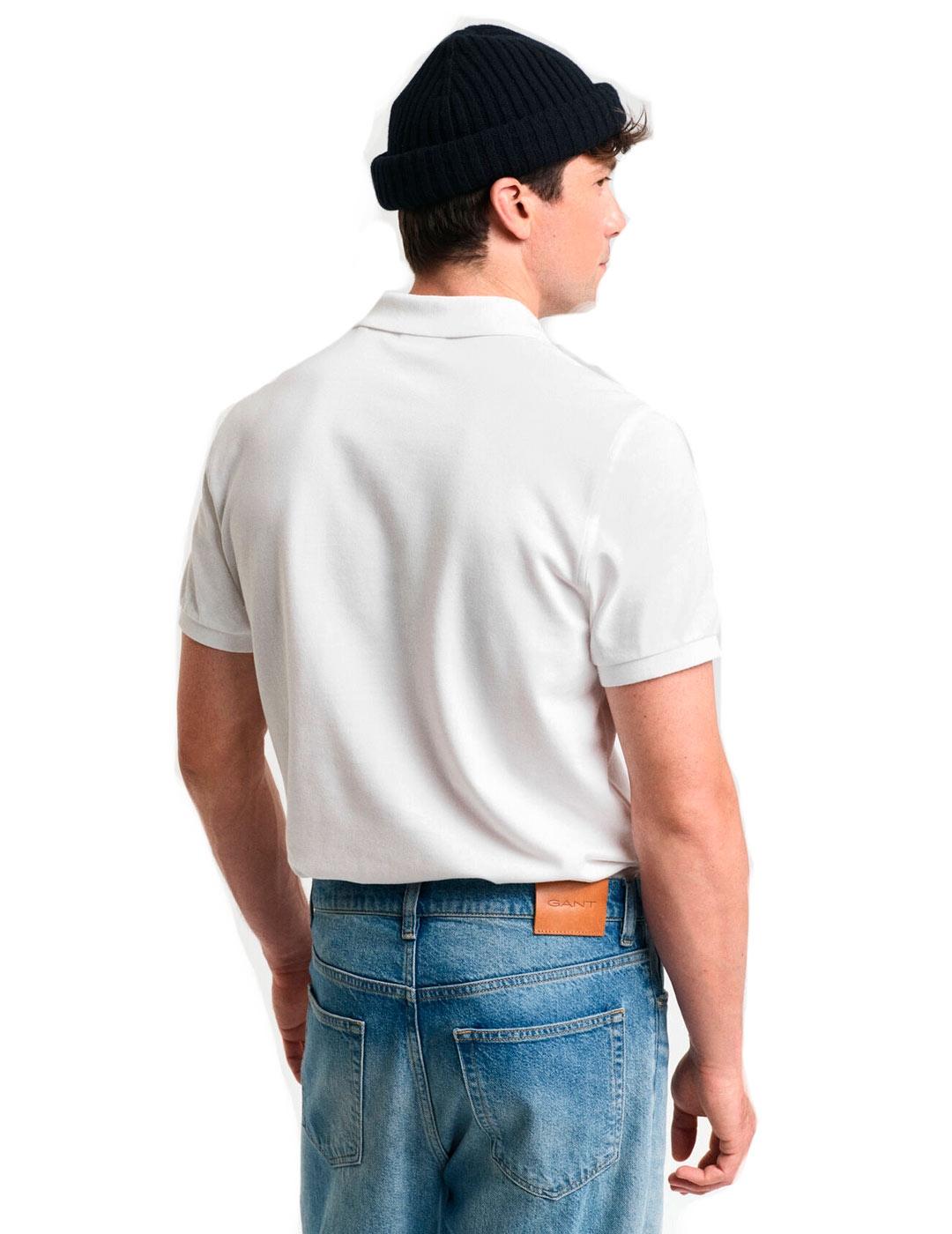 Gant Polo Hombre Piqué Blanco