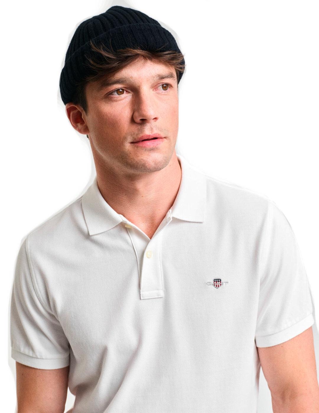 Gant Polo Hombre Piqué Blanco