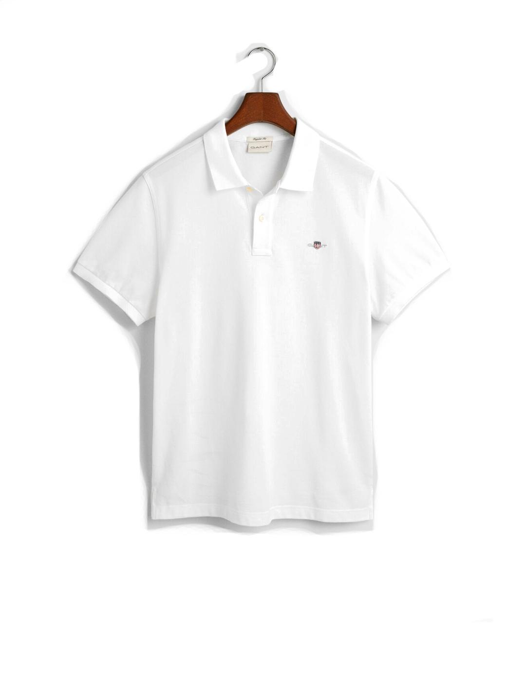 Gant Polo Hombre Piqué Blanco