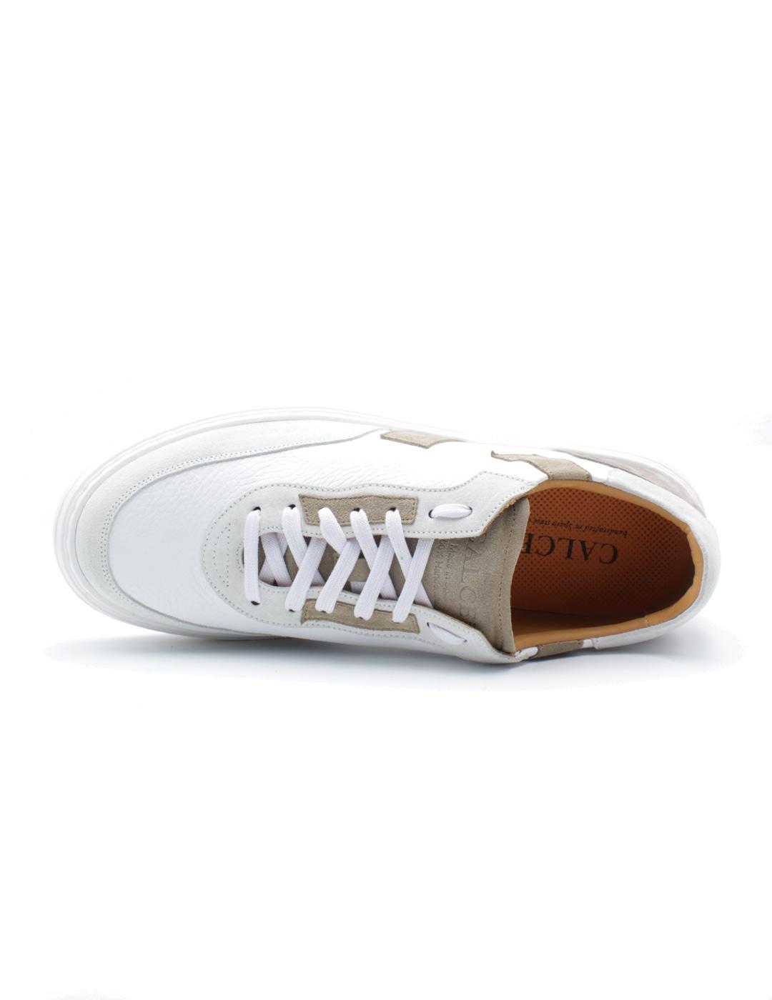 Calce Zapato Hombre Apliques Ante Blanco Beige