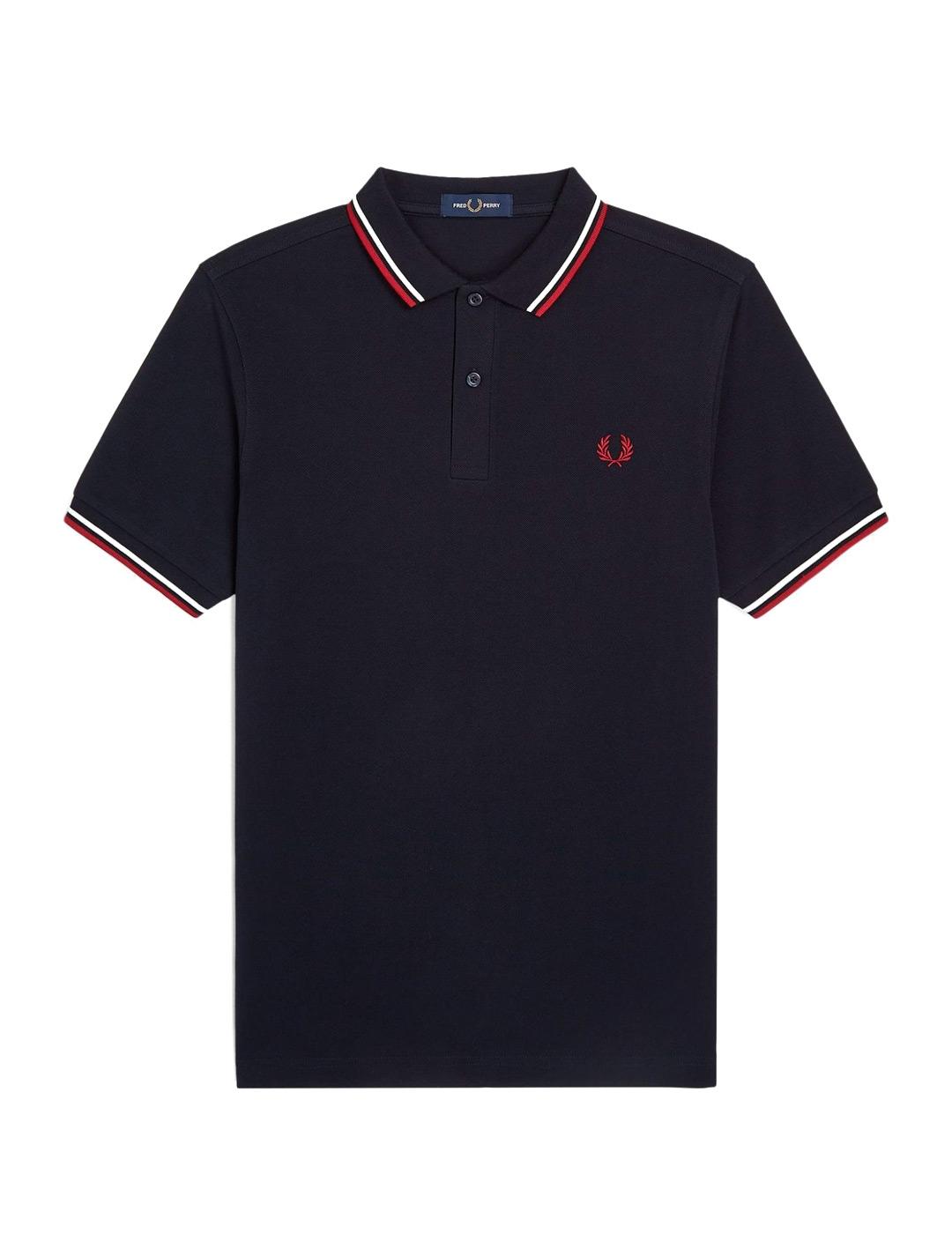 Fred Perry M3600 Polo Hombre Franjas Azul Marino