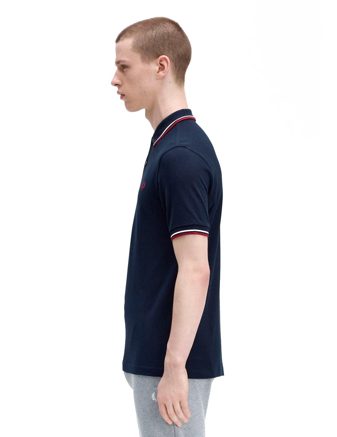 Fred Perry M3600 Polo Hombre Franjas Azul Marino