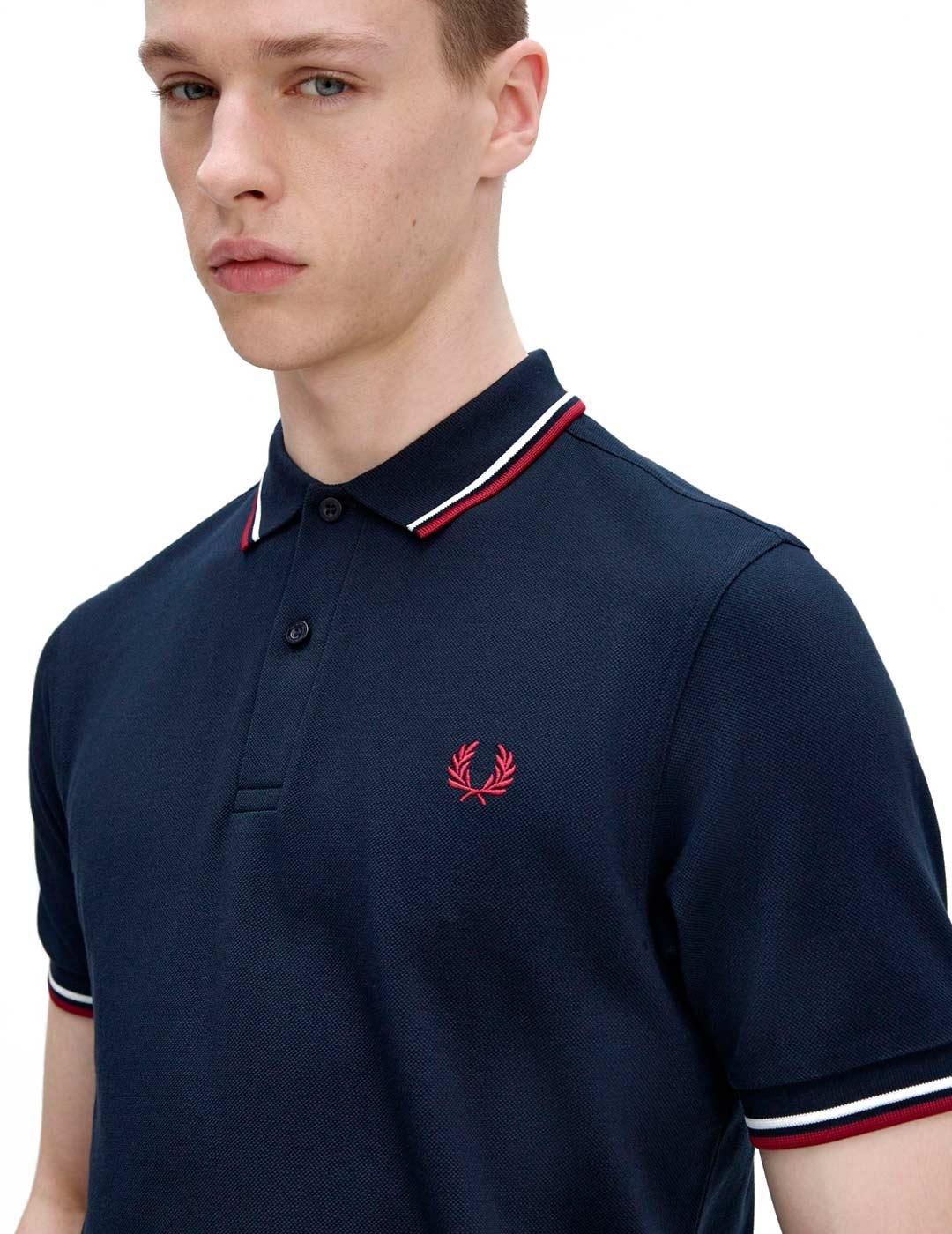 Fred Perry M3600 Polo Hombre Franjas Azul Marino