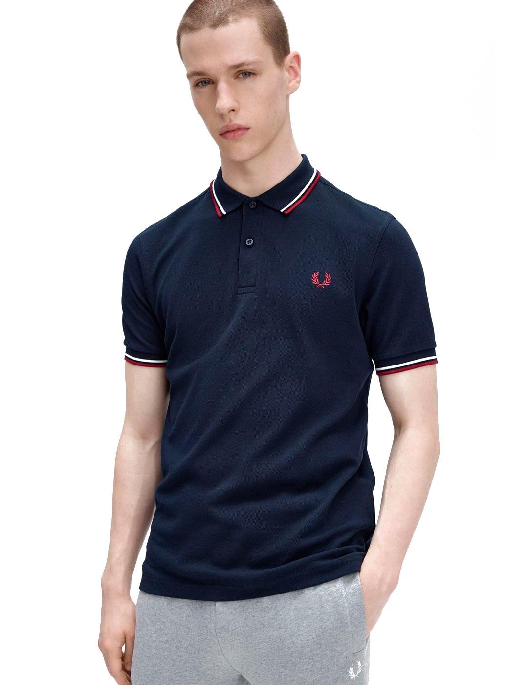 Fred Perry M3600 Polo Hombre Franjas Azul Marino
