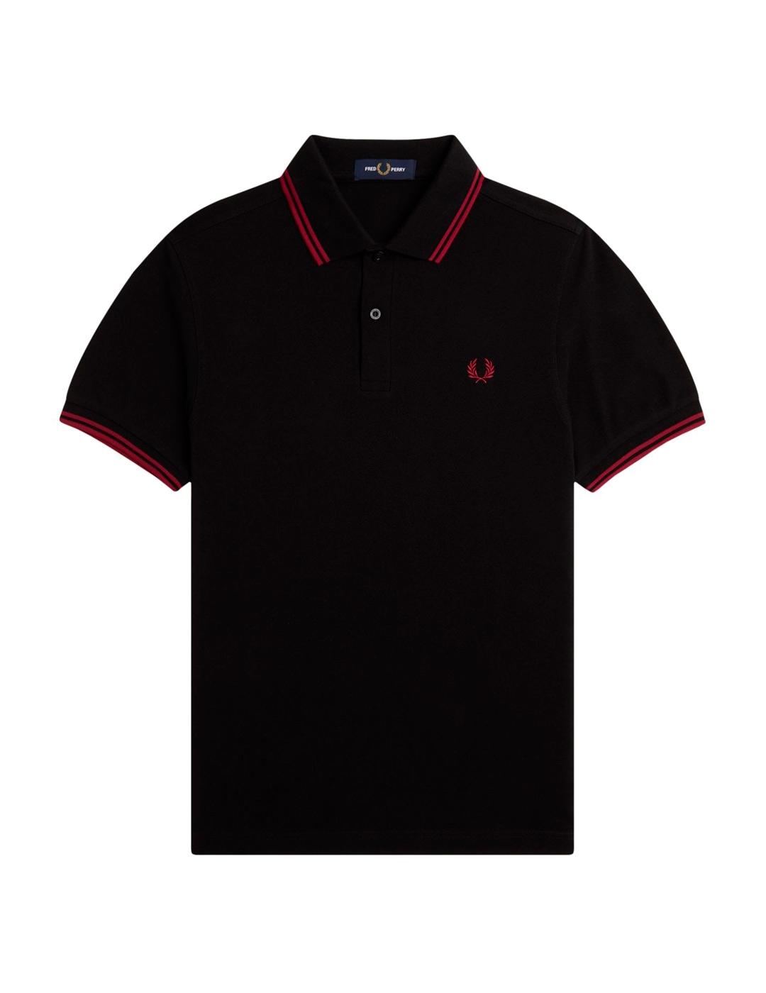 Fred Perry M3600 Polo Hombre Franjas Negro