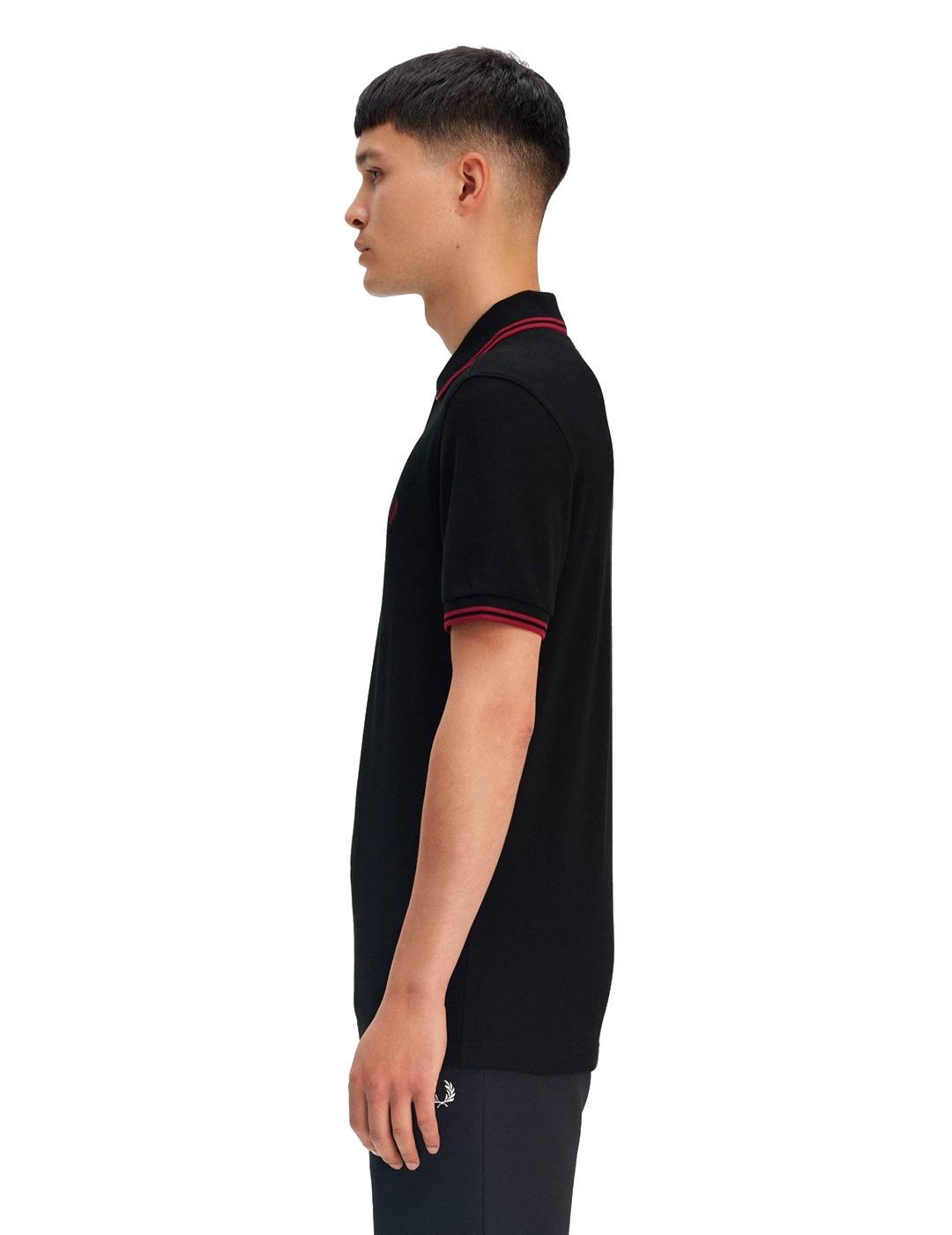 Fred Perry M3600 Polo Hombre Franjas Negro