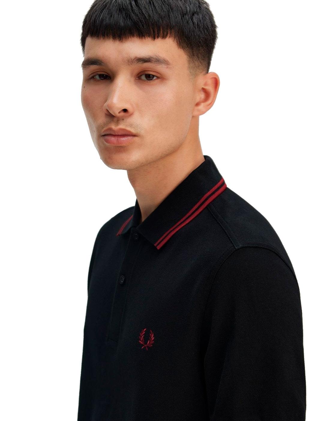 Fred Perry M3600 Polo Hombre Franjas Negro