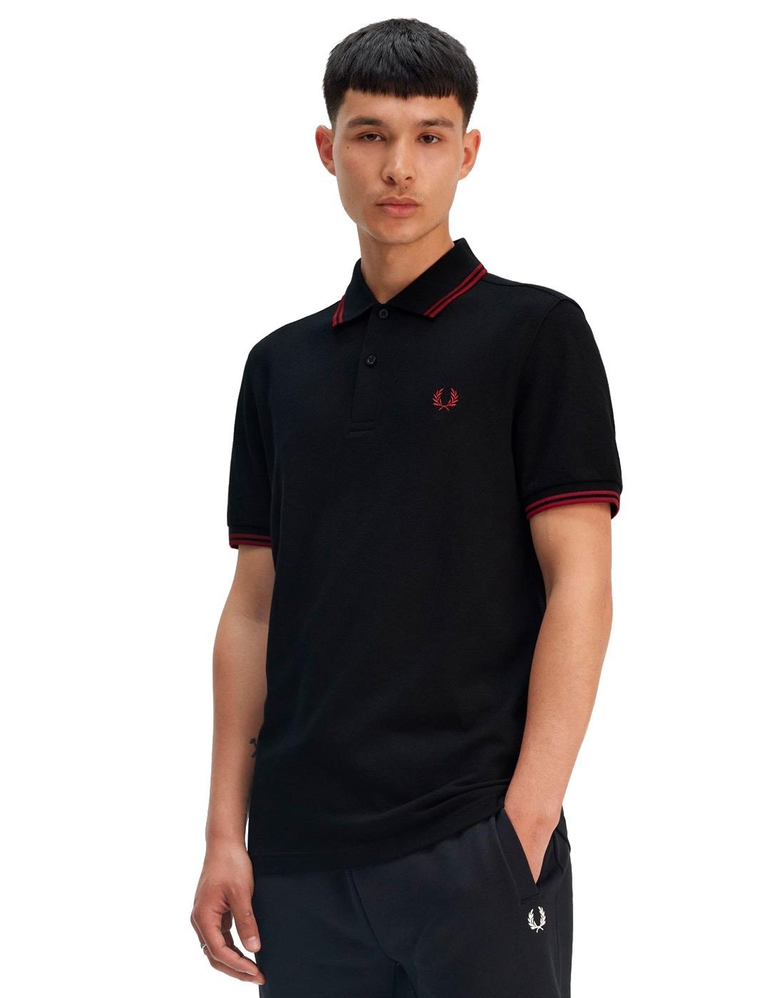 Fred Perry M3600 Polo Hombre Franjas Negro