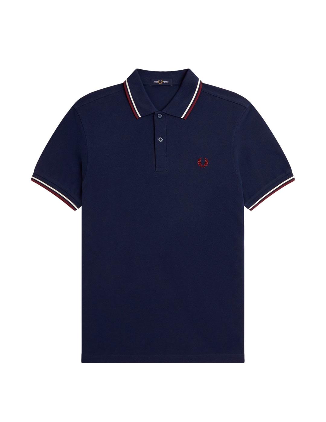 Fred Perry M3600 Polo Hombre Franjas Azulón