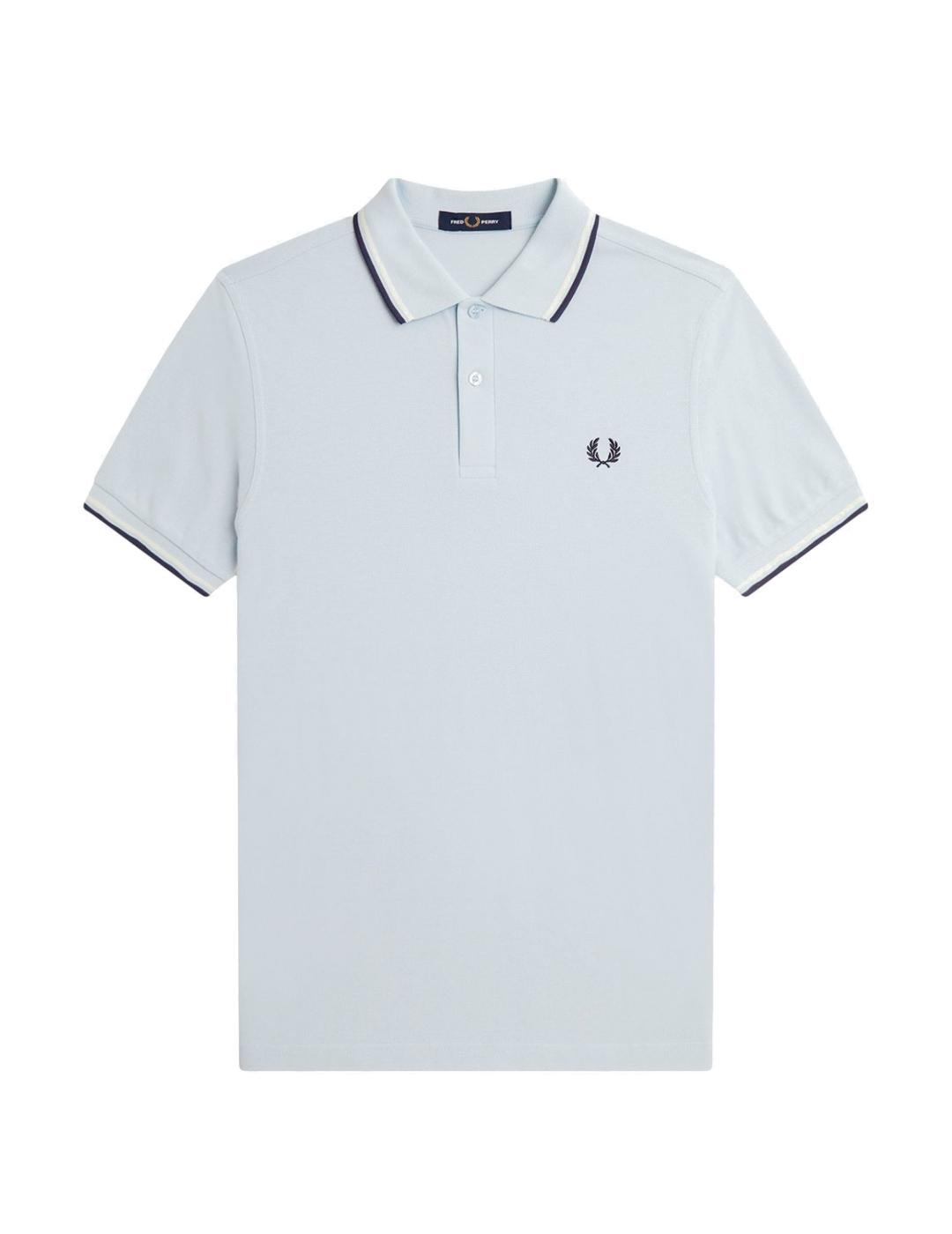 Fred Perry M3600 Polo Hombre Franjas Gris Claro