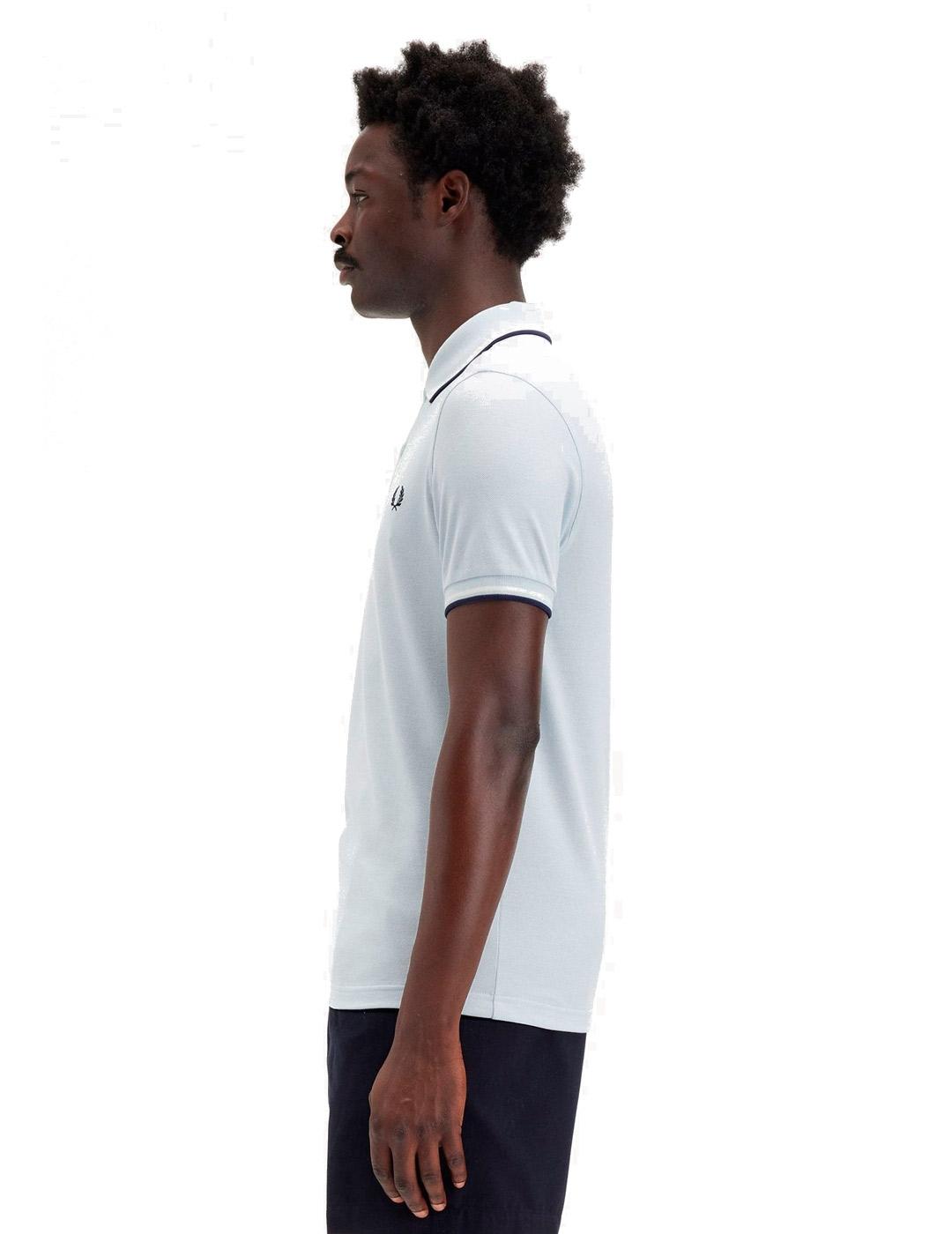 Fred Perry M3600 Polo Hombre Franjas Gris Claro