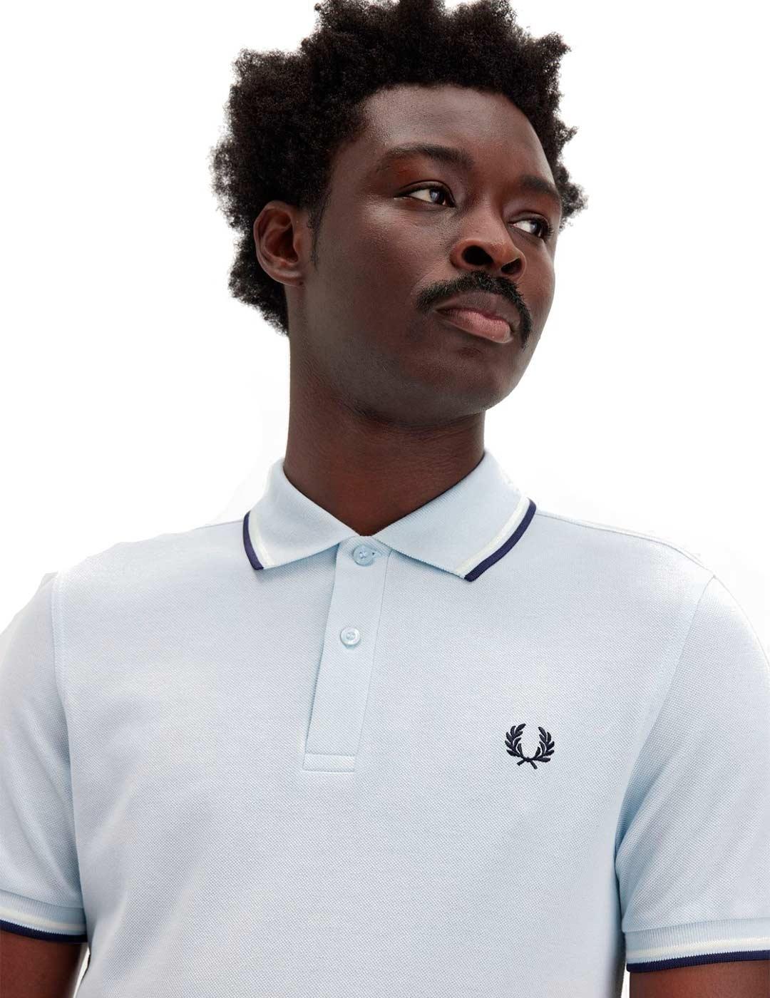 Fred Perry M3600 Polo Hombre Franjas Gris Claro