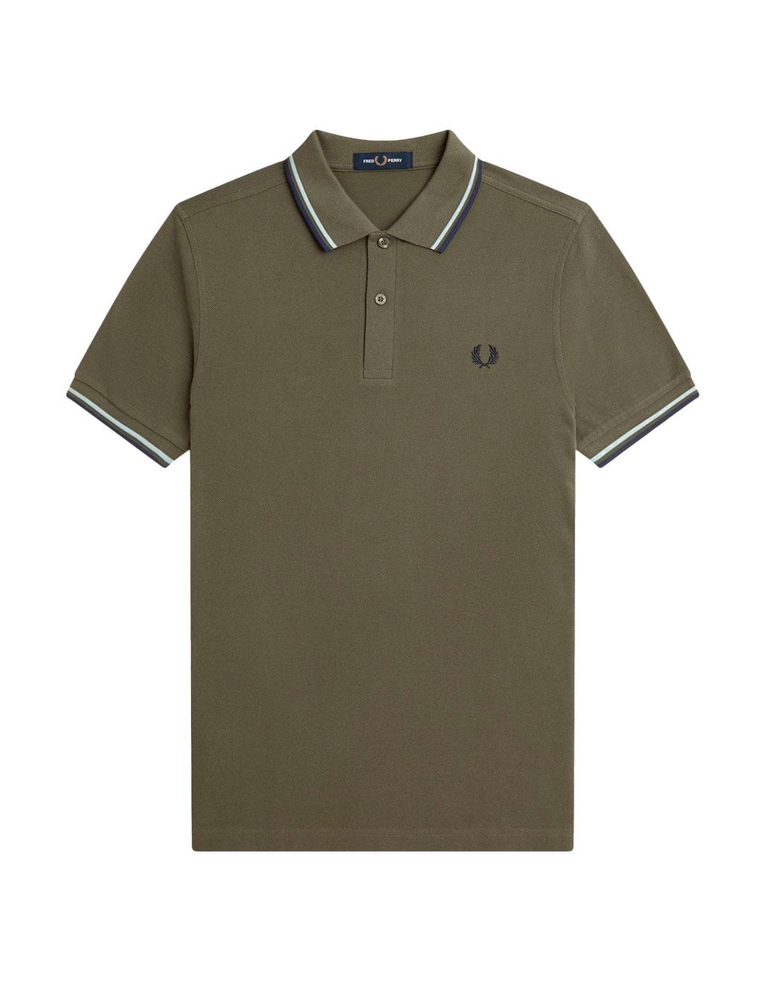 Fred Perry M3600 Polo Hombre Franjas Verde
