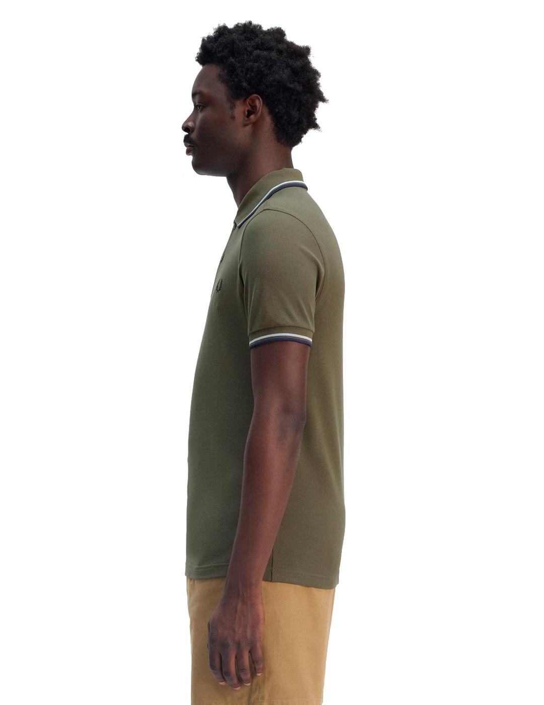 Fred Perry M3600 Polo Hombre Franjas Verde