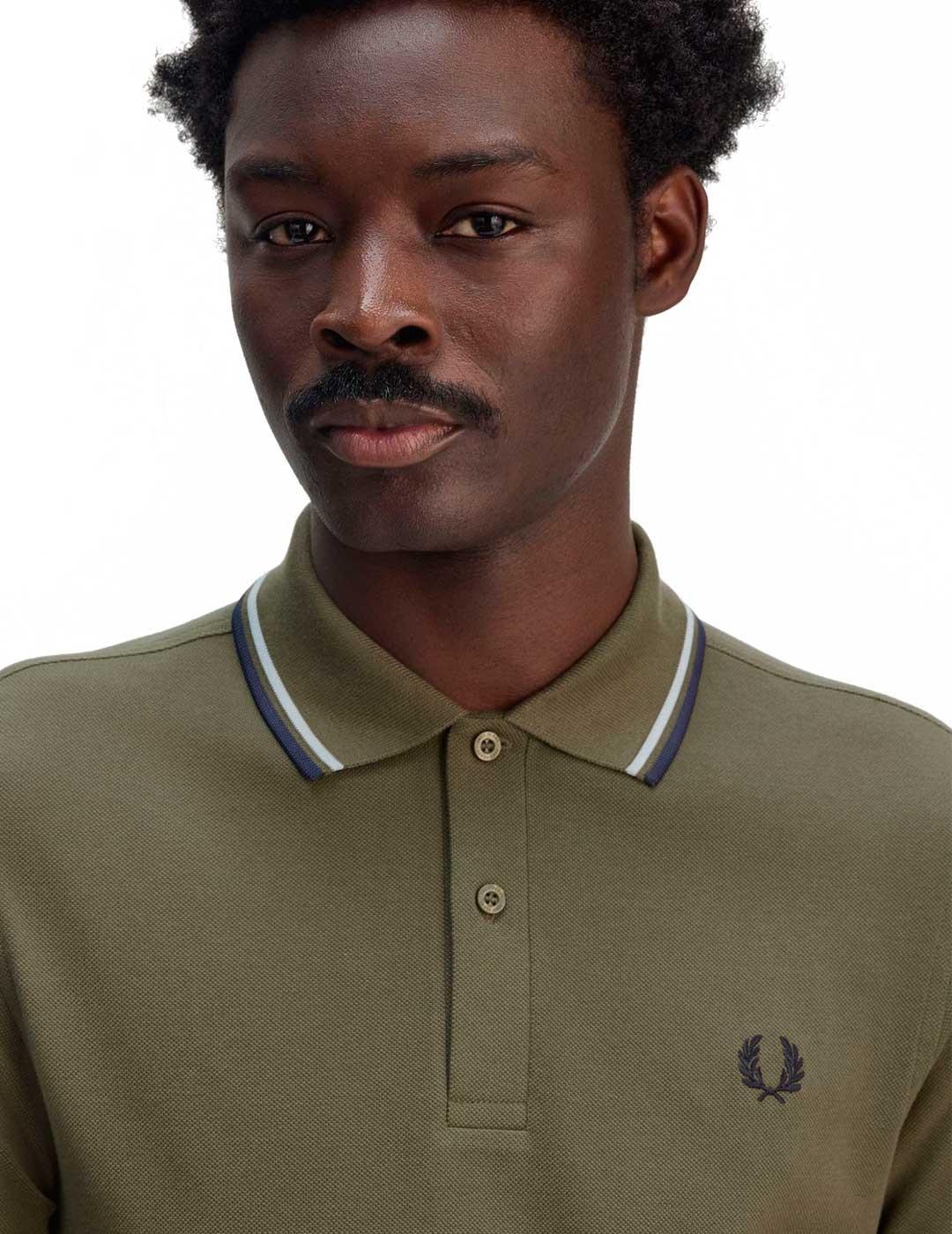 Fred Perry M3600 Polo Hombre Franjas Verde