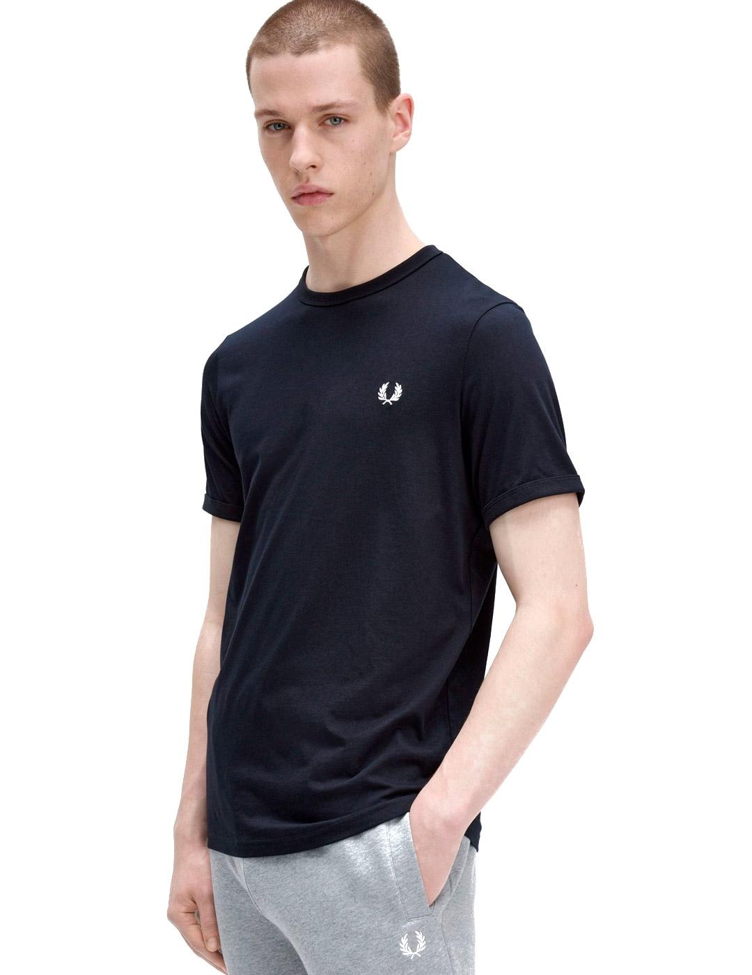 Fred Perry Ringer Camiseta Hombre Azul Marino