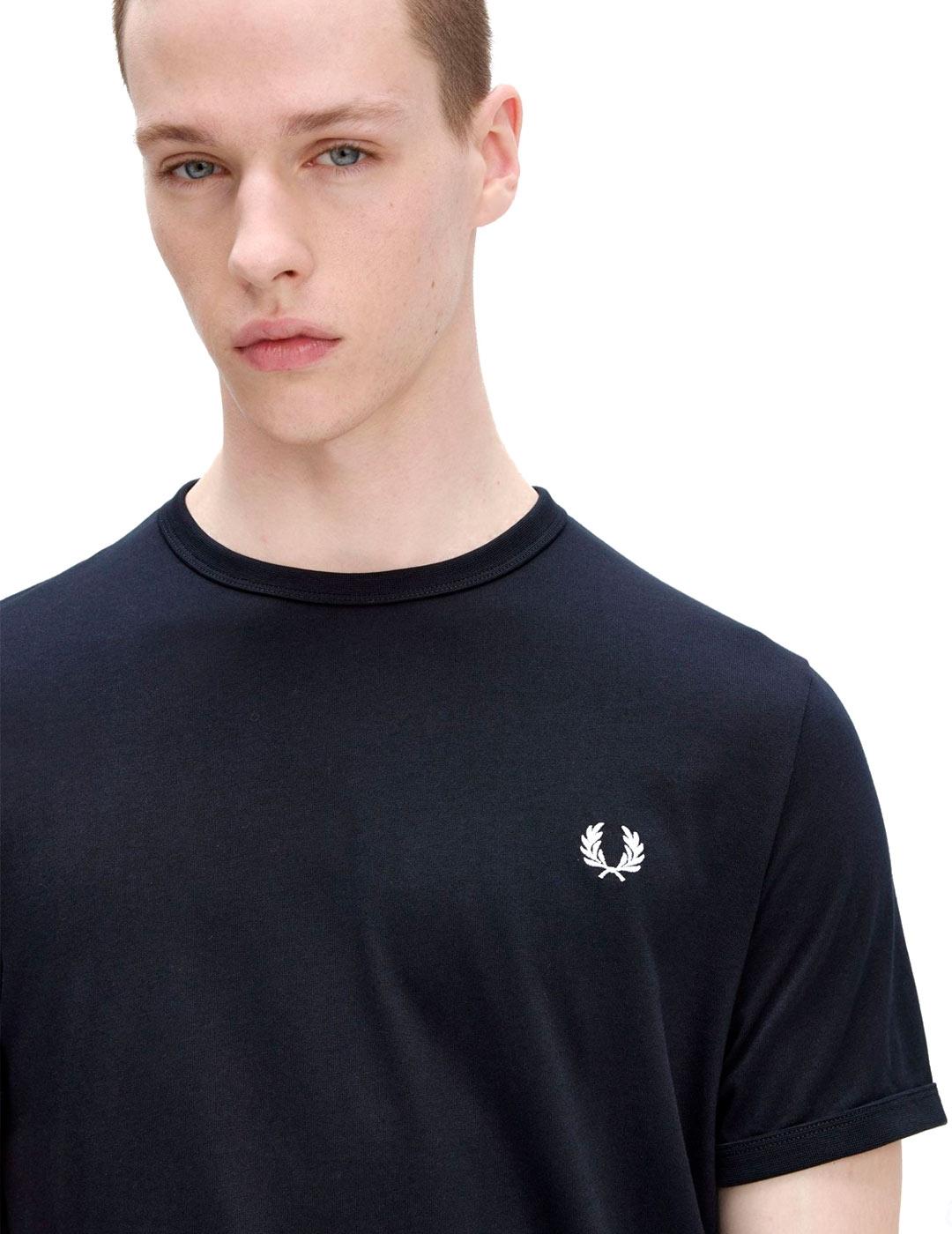Fred Perry Ringer Camiseta Hombre Azul Marino