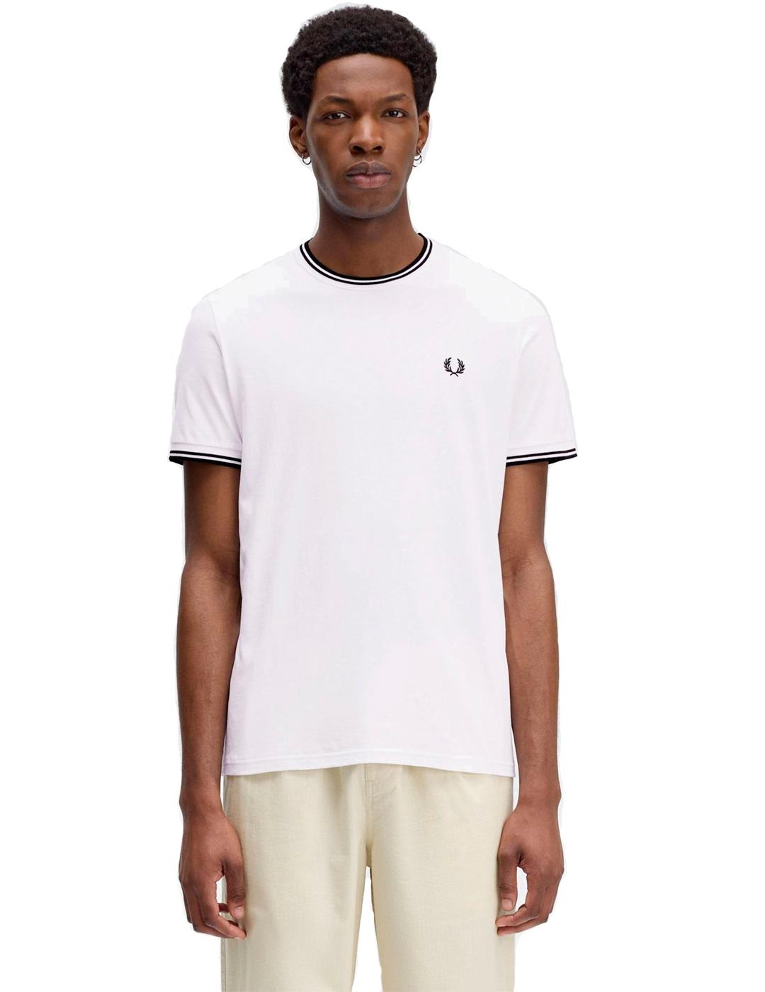 Fred Perry M1588 Camiseta Hombre Franjas Blanca
