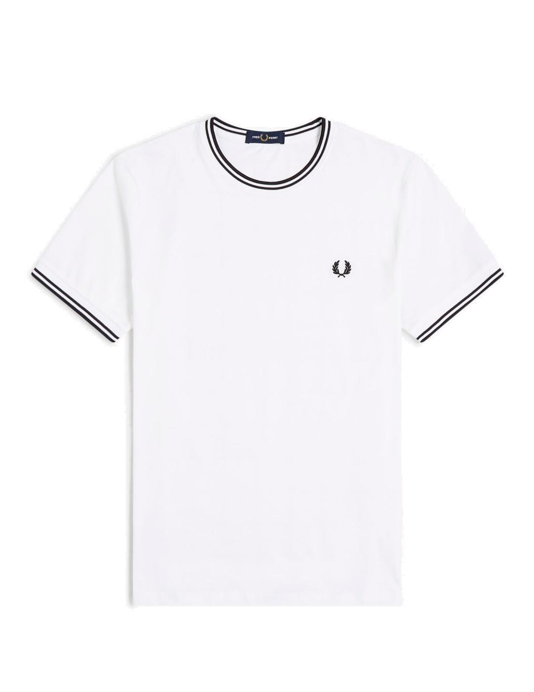 Fred Perry M1588 Camiseta Hombre Franjas Blanca
