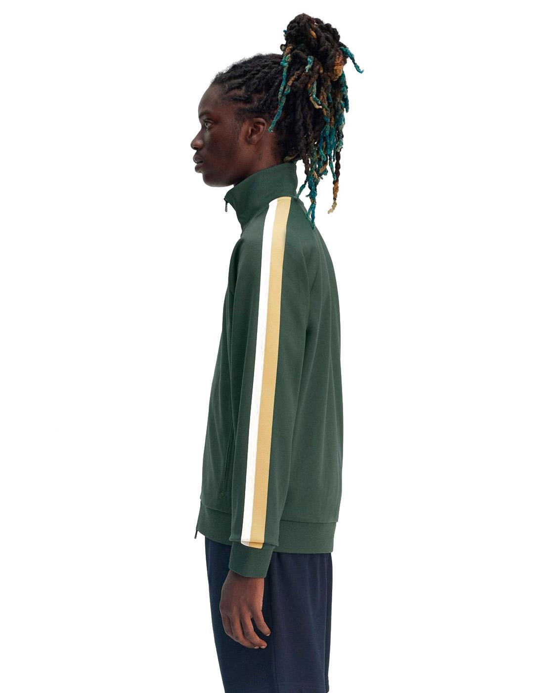 Fred Perry J9045 Chaqueta Hombre Chandal Franjas Verde