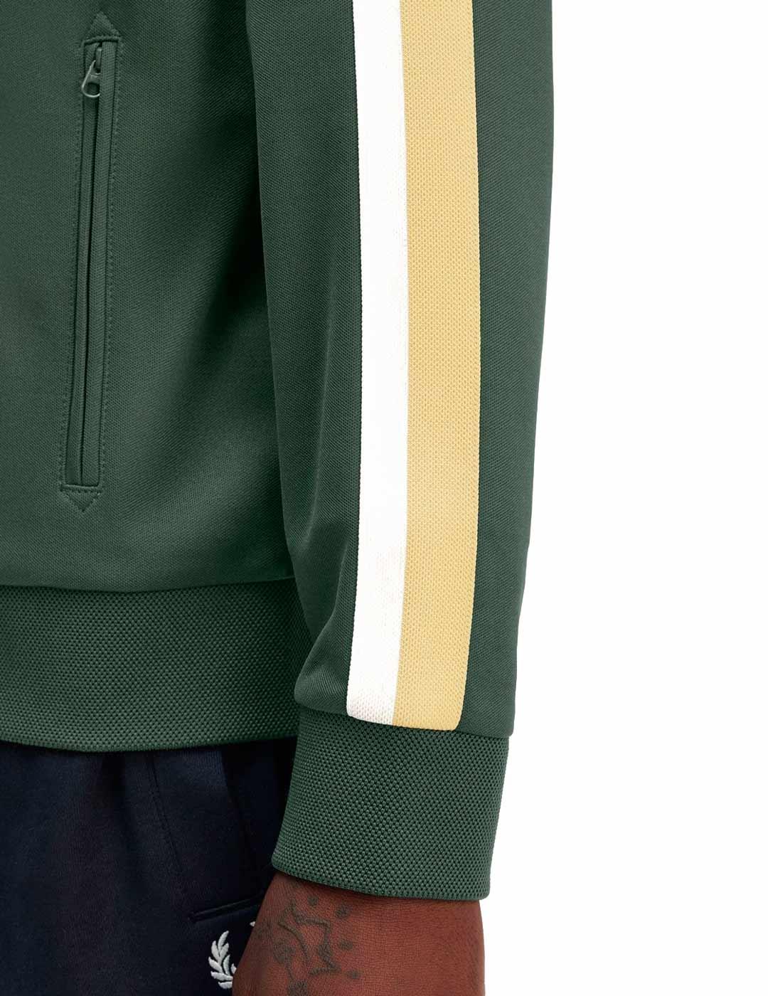 Fred Perry J9045 Chaqueta Hombre Chandal Franjas Verde