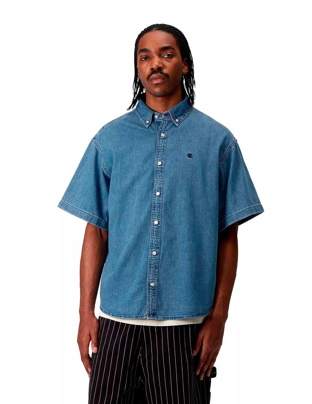 Carhartt S/S Lucas Shirt Camisa Hombre Vaquera Azul