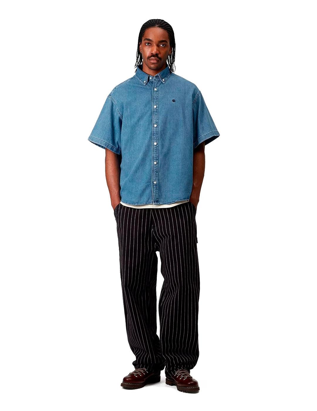 Carhartt S/S Lucas Shirt Camisa Hombre Vaquera Azul