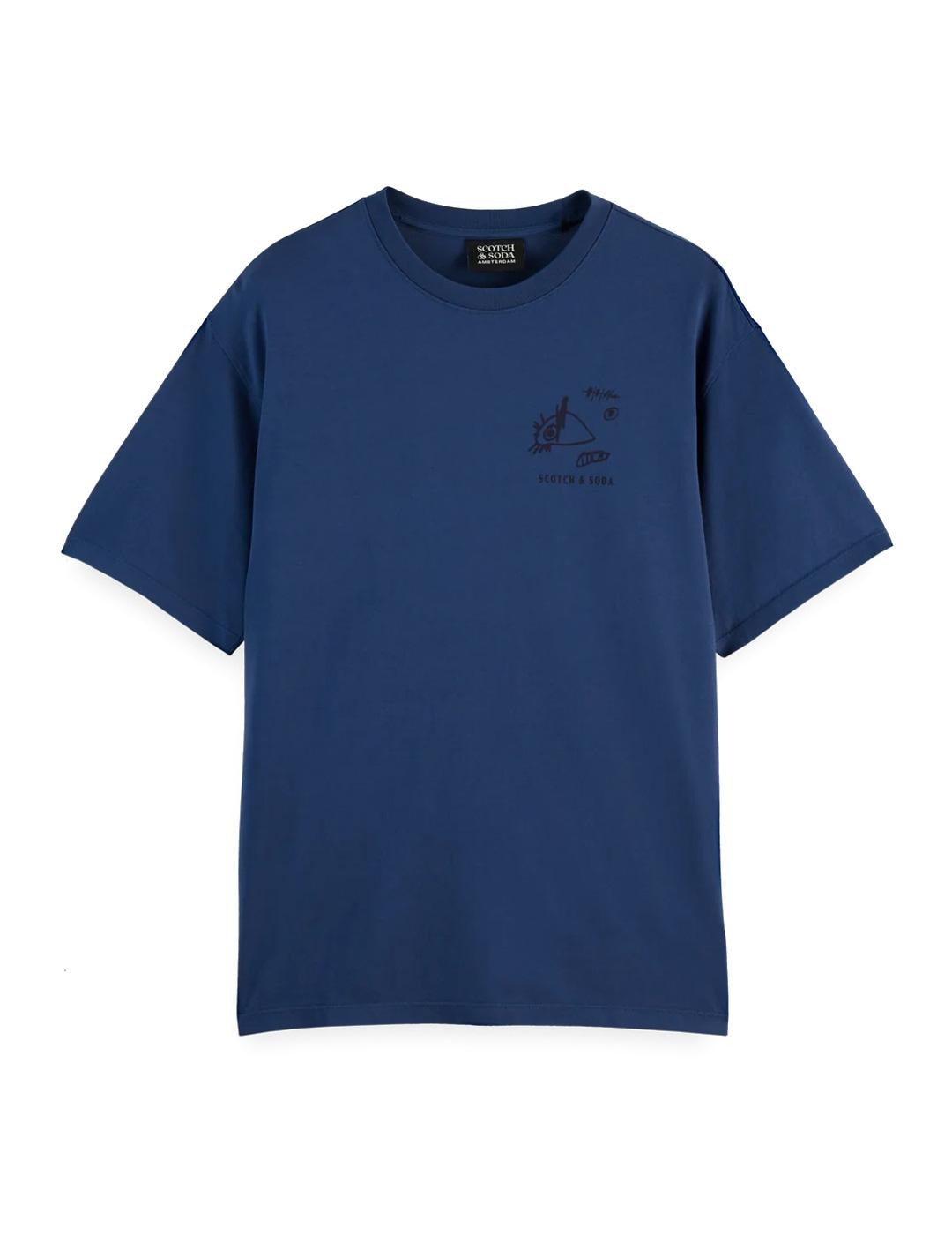 Scotch Soda Printed Artwork Camiseta Hombre Azul