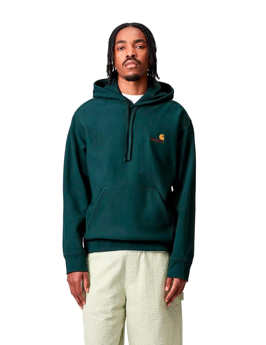 Carhartt Hooded American Script Sudadera Hombre Granate