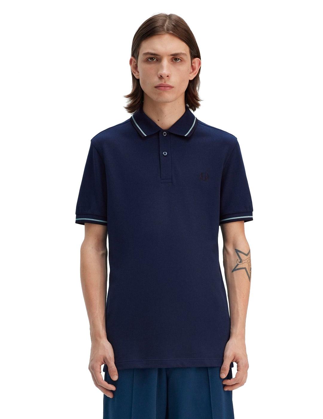 Fred Perry M3600 Polo Hombre Franjas Verde