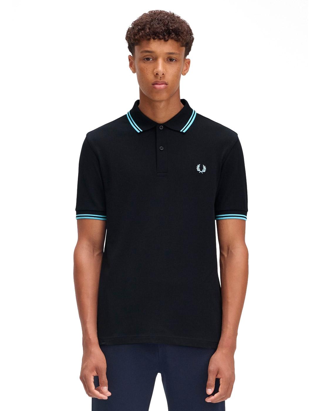 Fred Perry M3600 Polo Hombre Franjas Verde