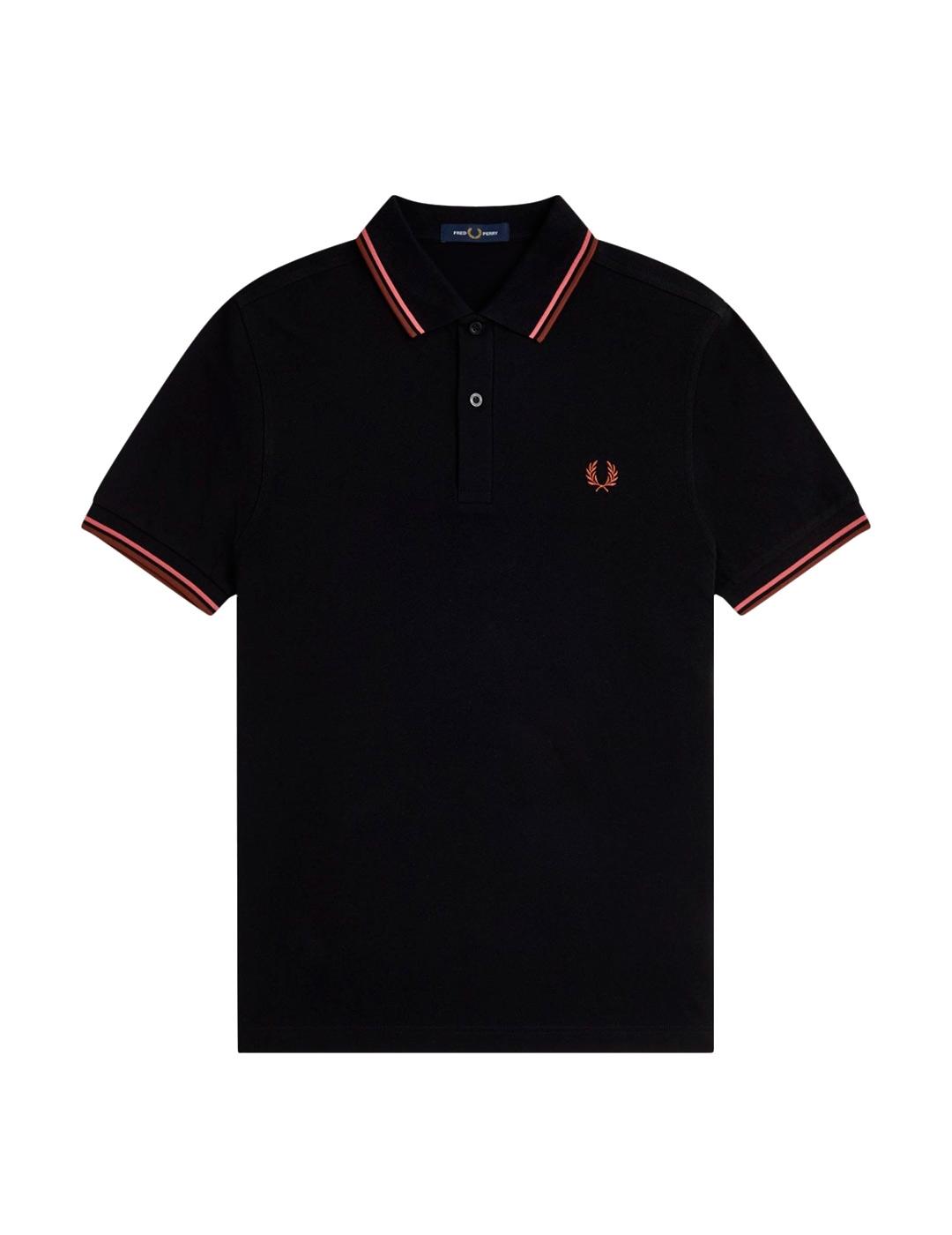 Fred Perry M3600 Polo Hombre Franjas Negro